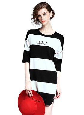 奈昕让您穿着漂亮个性化私人订制 23599 dress高端潮流黑白条纹大