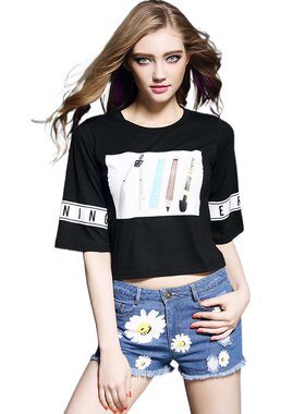 奈昕让您穿着漂亮个性化私人订制 116938女休闲套装运动短款T恤印