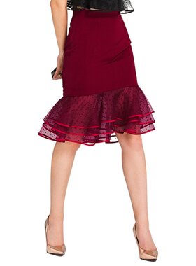 奈昕让您穿着漂亮个性化私人订制 35294 波点深红性感鱼尾裙中款