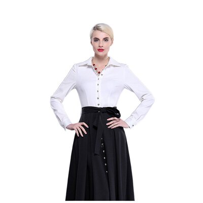 奈昕个性化私人定制 1462 欧美风拼接假两件系腰带连衣裙衬衫领黑