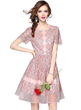 奈昕让您穿着漂亮个性化私人订制 85177 new dress淑女风网纱拼接