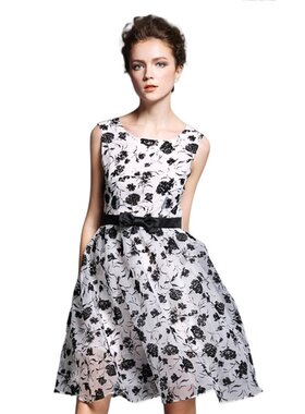 奈昕让您穿着漂亮个性化私人订制 20656夏季新款dress网纱印花收