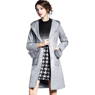 奈昕正品高档货 99880 Woolen coat简约新款连帽纯色修身毛呢外套