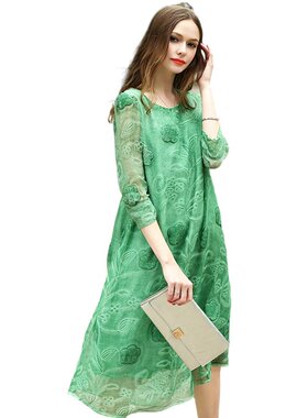 奈昕让您穿着漂亮个性化私人订制 29802 纯色宽松优雅风连衣裙立