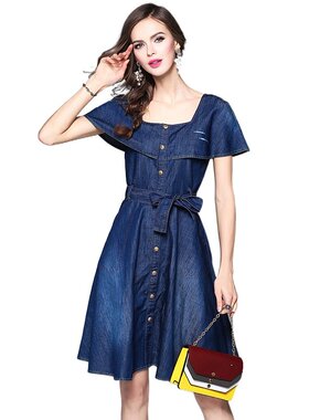 奈昕个性化私人订制 85195 new dress时尚潮流休闲单排扣修身短袖