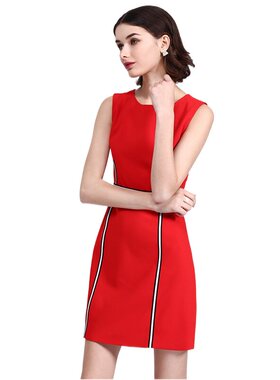 奈昕让您穿着漂亮个性化私人订制 29431 明线装饰纯色显瘦连衣裙