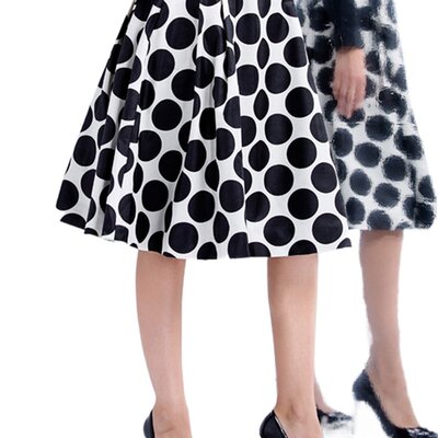 不打烊波点印花高腰夏装半身裙