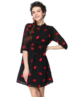 奈昕让您穿着漂亮个性化私人订制 23168 dress秋季新品女气质红唇