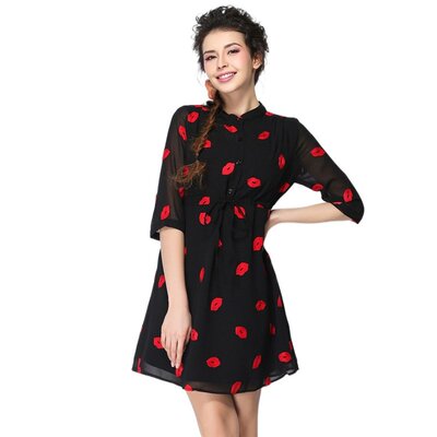 奈昕让您穿着漂亮个性化私人订制 23168 dress秋季新品女气质红唇