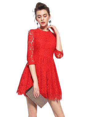 奈昕让您穿着漂亮个性化私人订制1000603卍镂空蕾丝气质连衣裙修