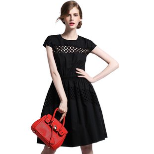 奈昕让您穿着好看个性化私人订制 21033夏季新款短袖镂空拼接dres