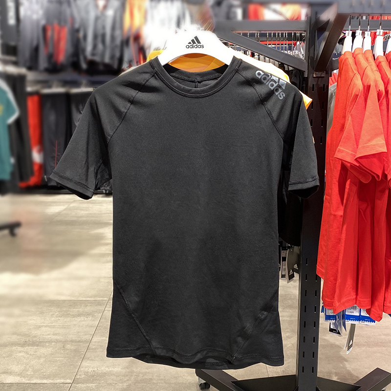 Adidas阿迪达斯男短袖休闲速干T恤时尚运动紧身衣健身训练CF7235