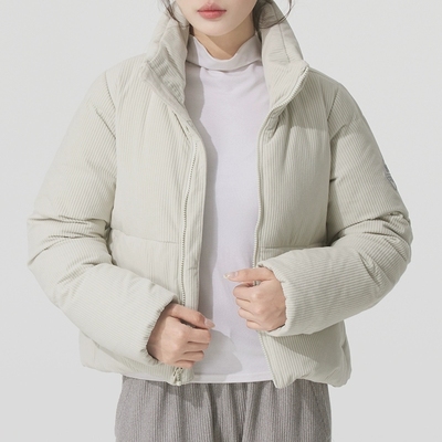 安德玛女士保暖防风灯芯绒短款修身连帽羽绒服女款冬季 1384652