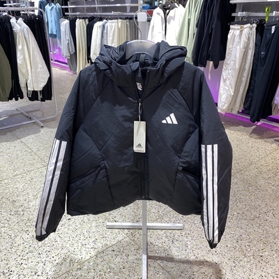 Adidas阿迪达斯女外套冬季舒适保暖防风连帽羽绒服JG3866 JG3865