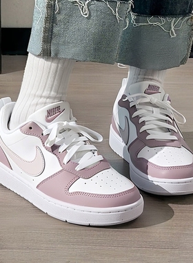 NIKE耐克女紫色防滑运动COURT休闲轻便简版复古流透气板鞋DV5456