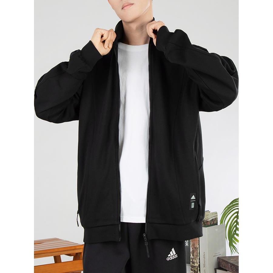 阿迪达斯男装秋季运动服宽松夹克针织休闲立领外套JI8703 JI8818