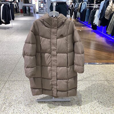 Adidas阿迪达斯女冬季加厚保暖长款连帽羽绒服外套KW4741 KW4742
