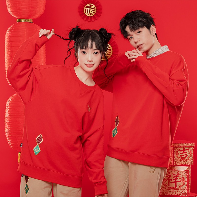 PUMA彪马2024春季新款新年款纯棉卫衣男女装圆领套头衫休闲运动服