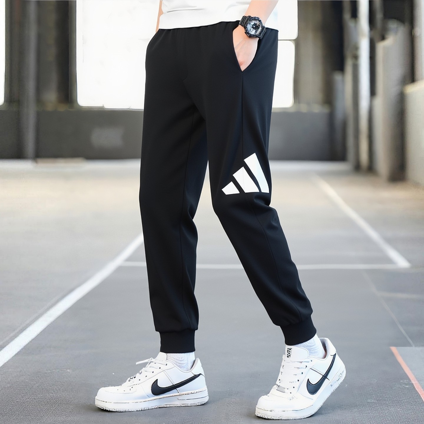 阿迪达斯男收口针织小脚裤舒适篮球卫裤美式宽松长IN6163 JD1881