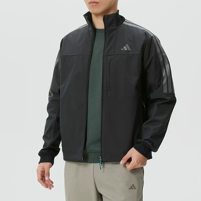 阿迪达斯男士舒适加绒保暖秋冬款运动休闲夹克梭织外套 KE4057