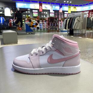 NIKE新款 DQ8423 AJ1牛皮防滑耐磨中帮拼接色少儿专业篮球运动鞋