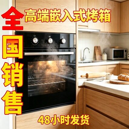 简约黑色嵌入式电烤箱家用多功能智能控温烤箱橱柜内嵌烘焙烤箱