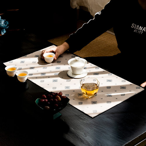 织锦缎茶席新中式禅意复古桌旗布茶桌隔热干泡盘桌布茶垫茶道配件