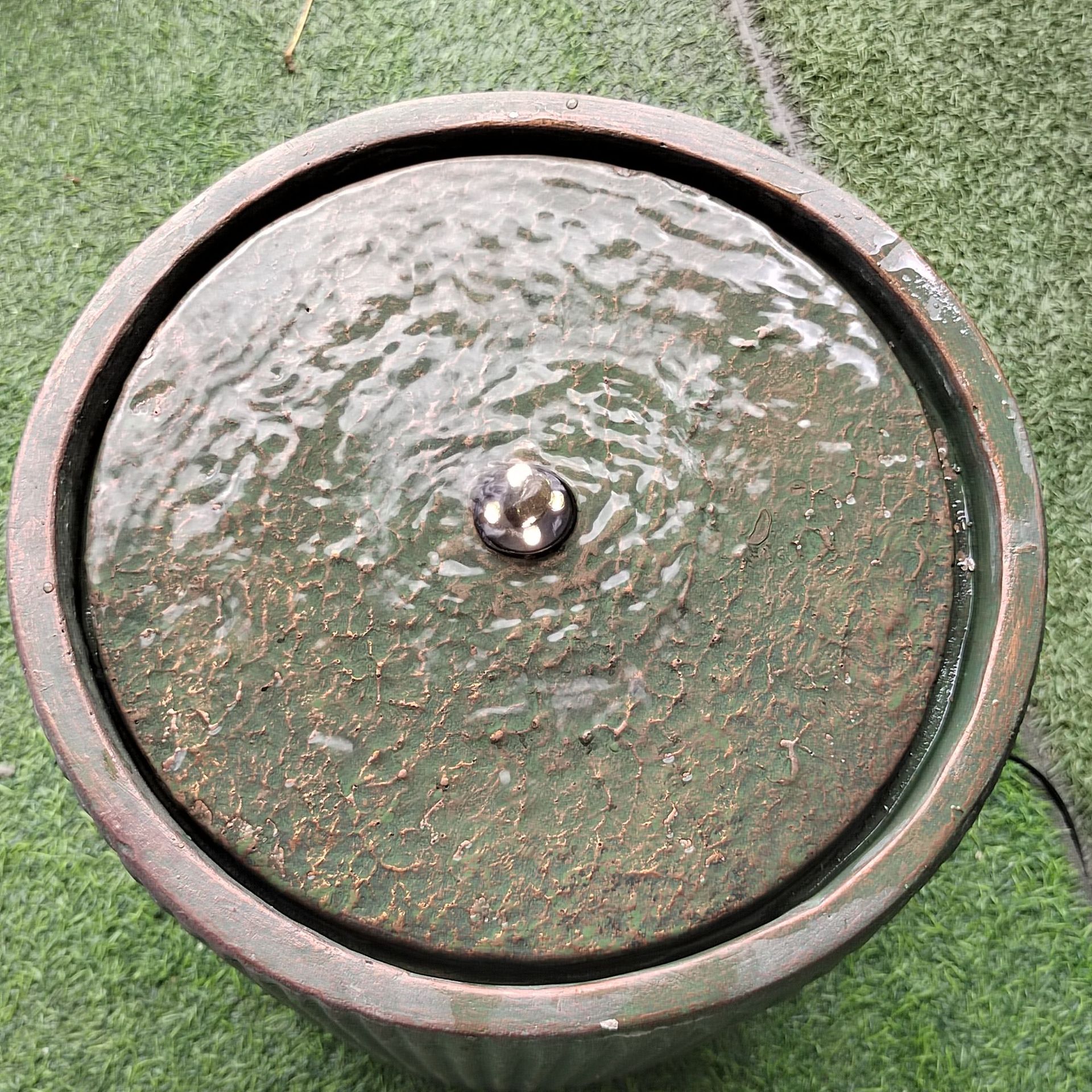 复古竖纹圆柱涌泉流水摆件 庭院露台循环水景喷泉-7
