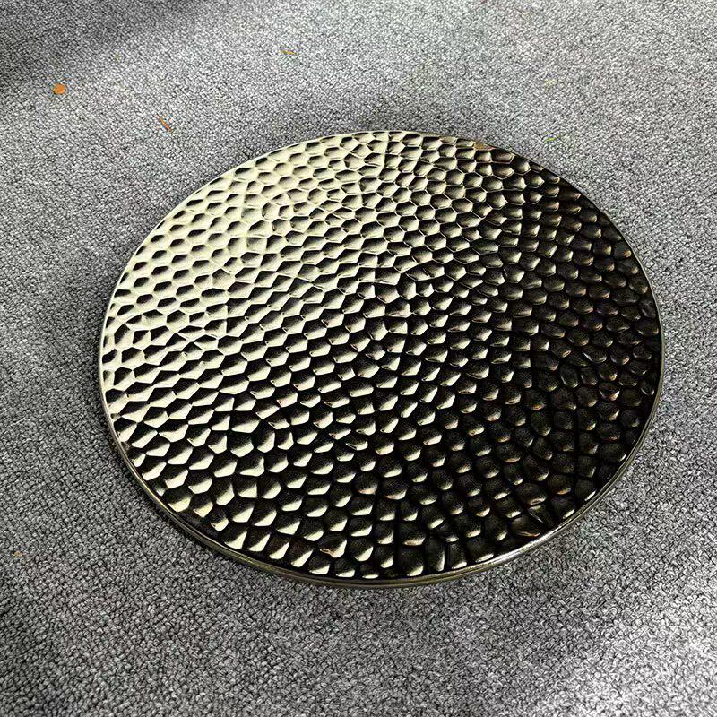 13寸银色锤纹陶瓷盘样板间现代北欧风西餐具软装摆设陶瓷锤点盘