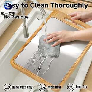 不锈钢竹面双面砧板生肉蔬菜分板芝士牛排托盘木制切菜板厂家直供