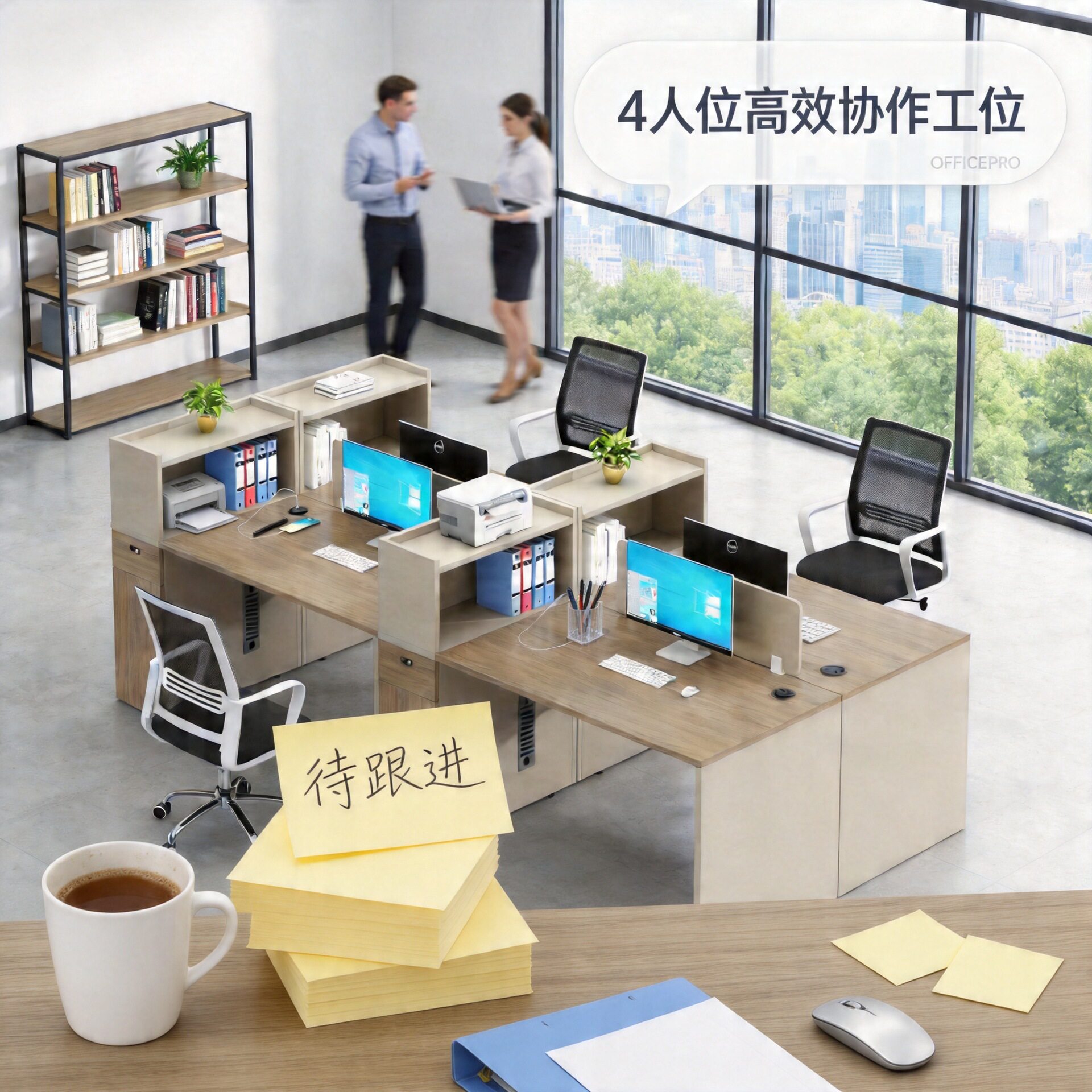 员工办公桌简约职员桌组合办公桌椅套装办公工位4人位办公室桌子