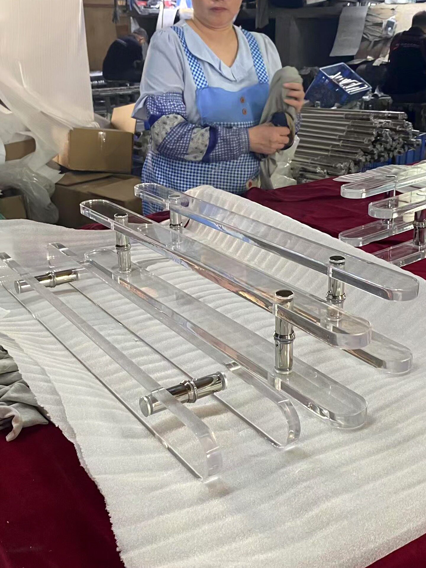 玻璃门拉手简约亚克力玻璃透明大把手圆形方双孔水晶推拉门手