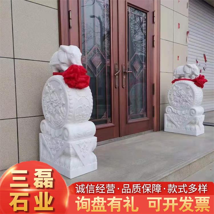 花岗岩石狮子 门口一对青石雕刻石狮子摆件 祠堂墓地摆放青石狮子