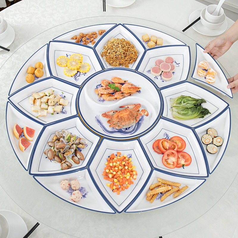 密胺拼盘餐具组合碗碟套装创意菜盘子火锅团圆圆桌年夜饭聚会餐盘