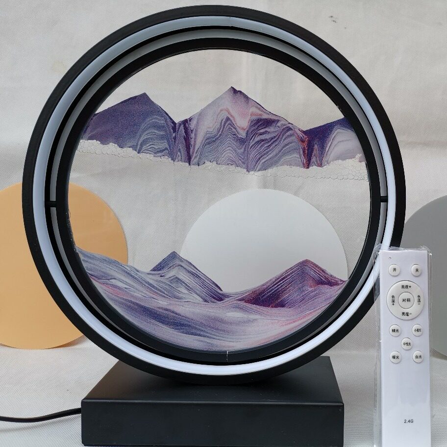 厂家动态台灯Led流沙摇控护眼照明台灯声控3D流沙灯客厅书房摆件