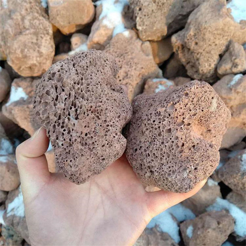 红色火山石鱼池水过滤造景用污水处理多肉栽培颗粒土黑色磨脚石