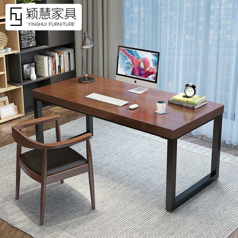 实木电脑桌台式简约办公桌北欧风写字桌卧室现代书桌家用桌子加厚
