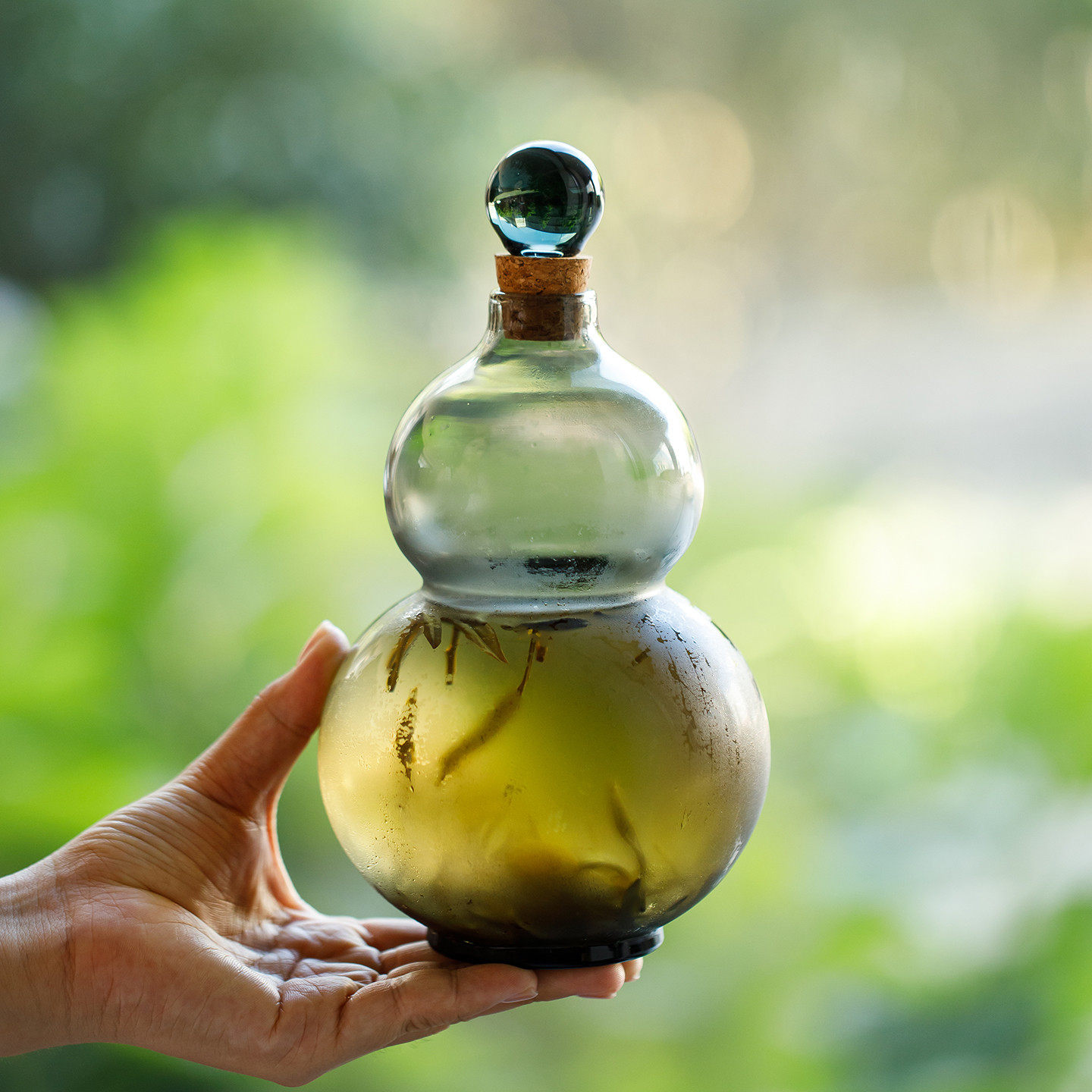 高硼硅玻璃瓶葫芦冷泡瓶壶冷萃瓶复古花茶水瓶家用冷凝茶器杯酒具
