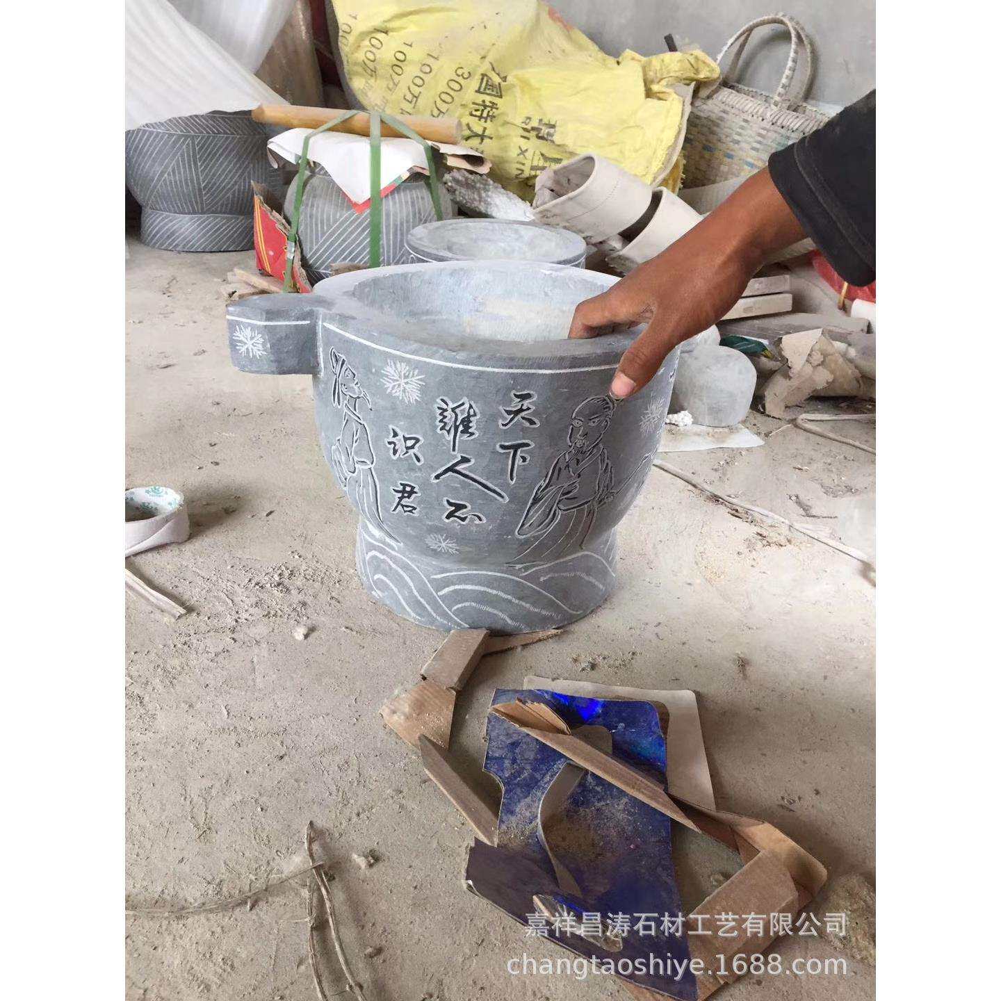 青石石雕蒜臼子价格家居捣蒜器天然手工中号青石臼石材耐用