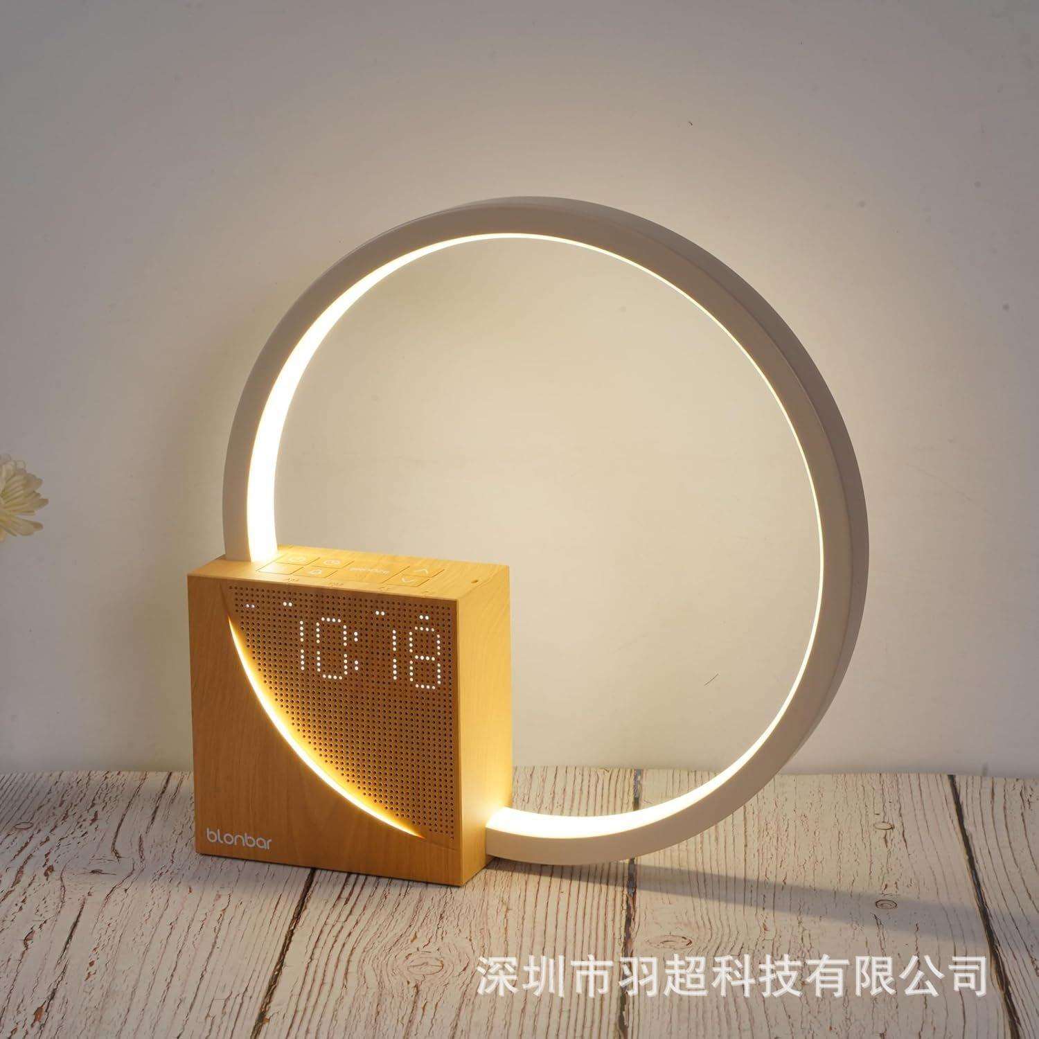 智能小夜灯闹钟白噪音音乐盒起床自然唤醒灯日出模拟床头灯带时间