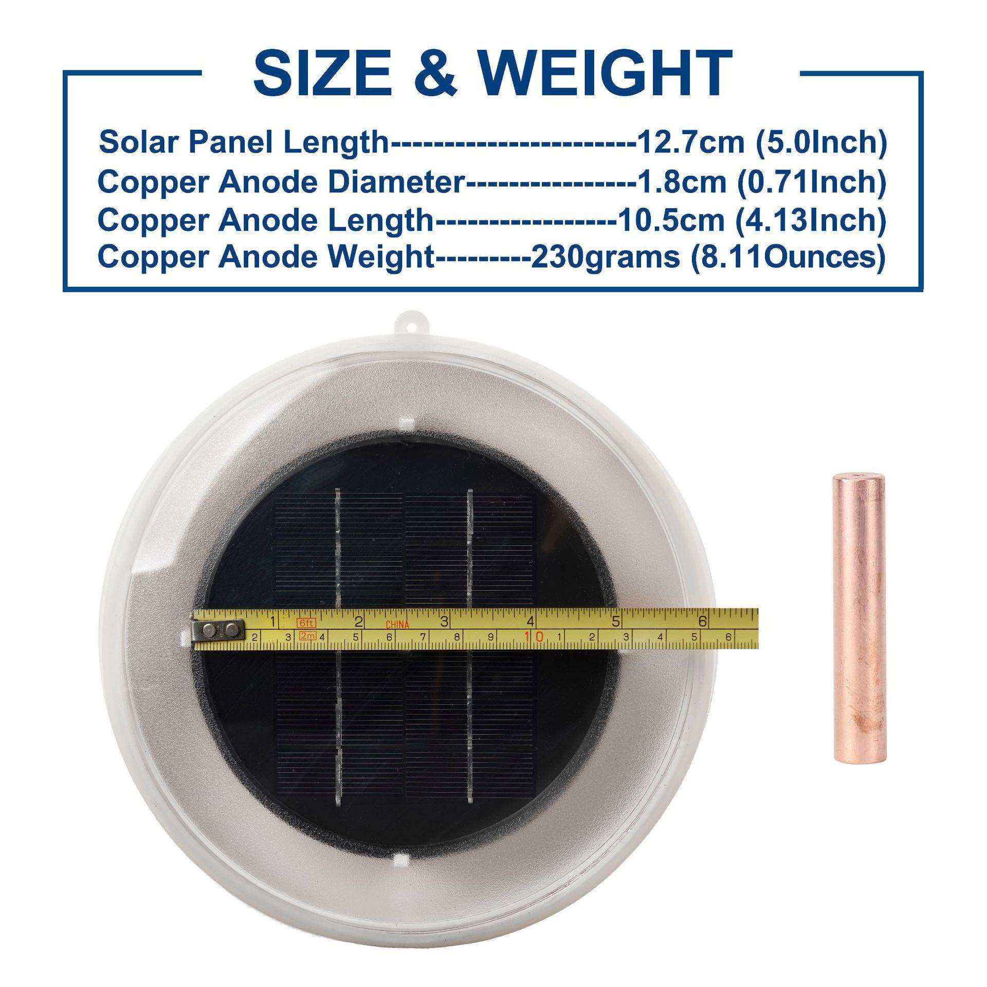 Solar pool ionizer23新款透明太阳能铜银离子发生器泳池水净化器