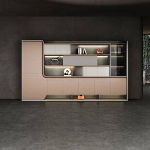 办公室新款老板桌大气背景柜总裁高端书柜储物柜董事长时尚文件柜