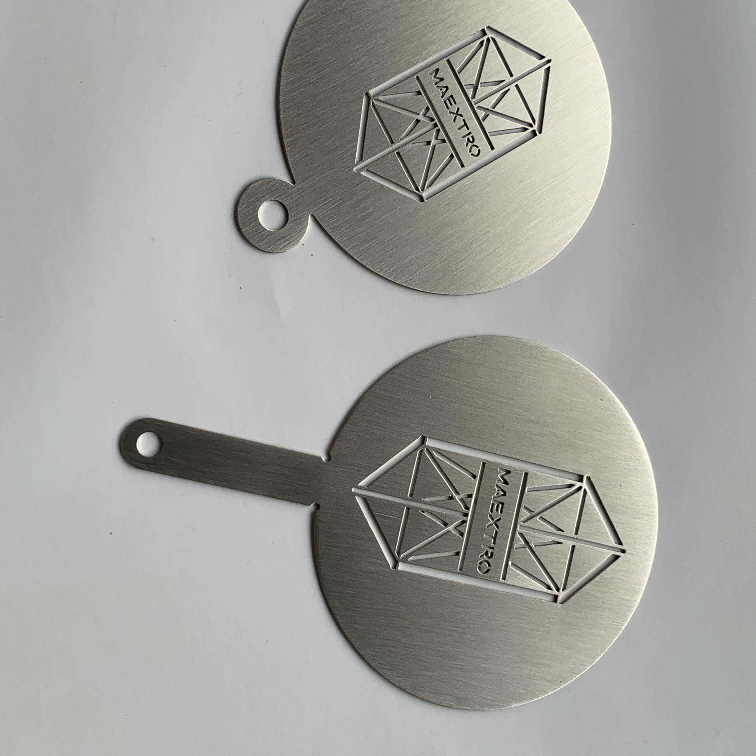 尊界咖啡拉花蛋糕烘焙花式模具logo等不锈钢咖啡撒粉印花磨具