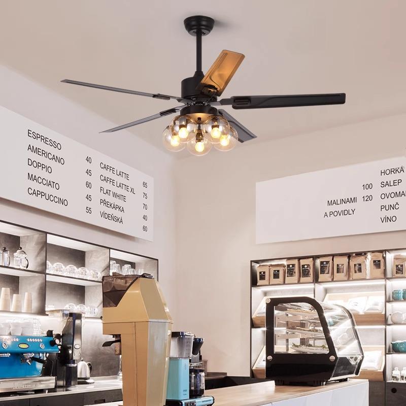 loft工业风带电吊扇灯饭厅客厅卧室灯餐厅灯服装店北欧风扇吊灯
