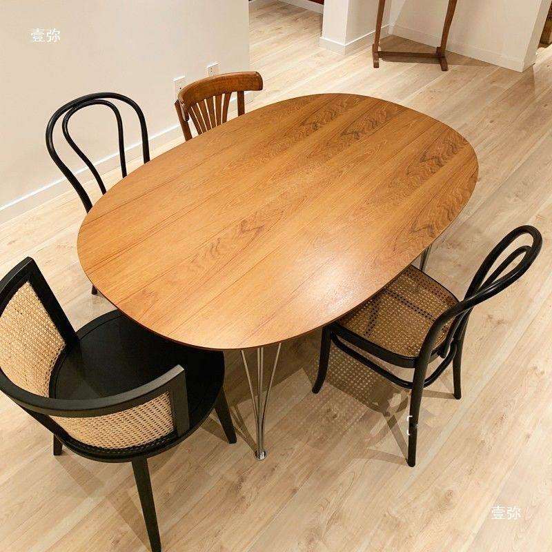 中古餐桌实木椭圆商用桌子家用小户型现代简约小型会议桌办公桌