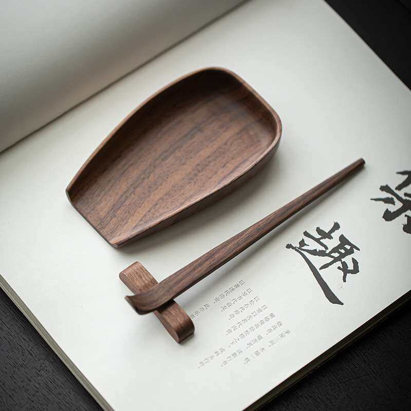 实木茶则茶拨整块原木茶铲茶具茶艺零配件胡桃木赏茶器取茶荷