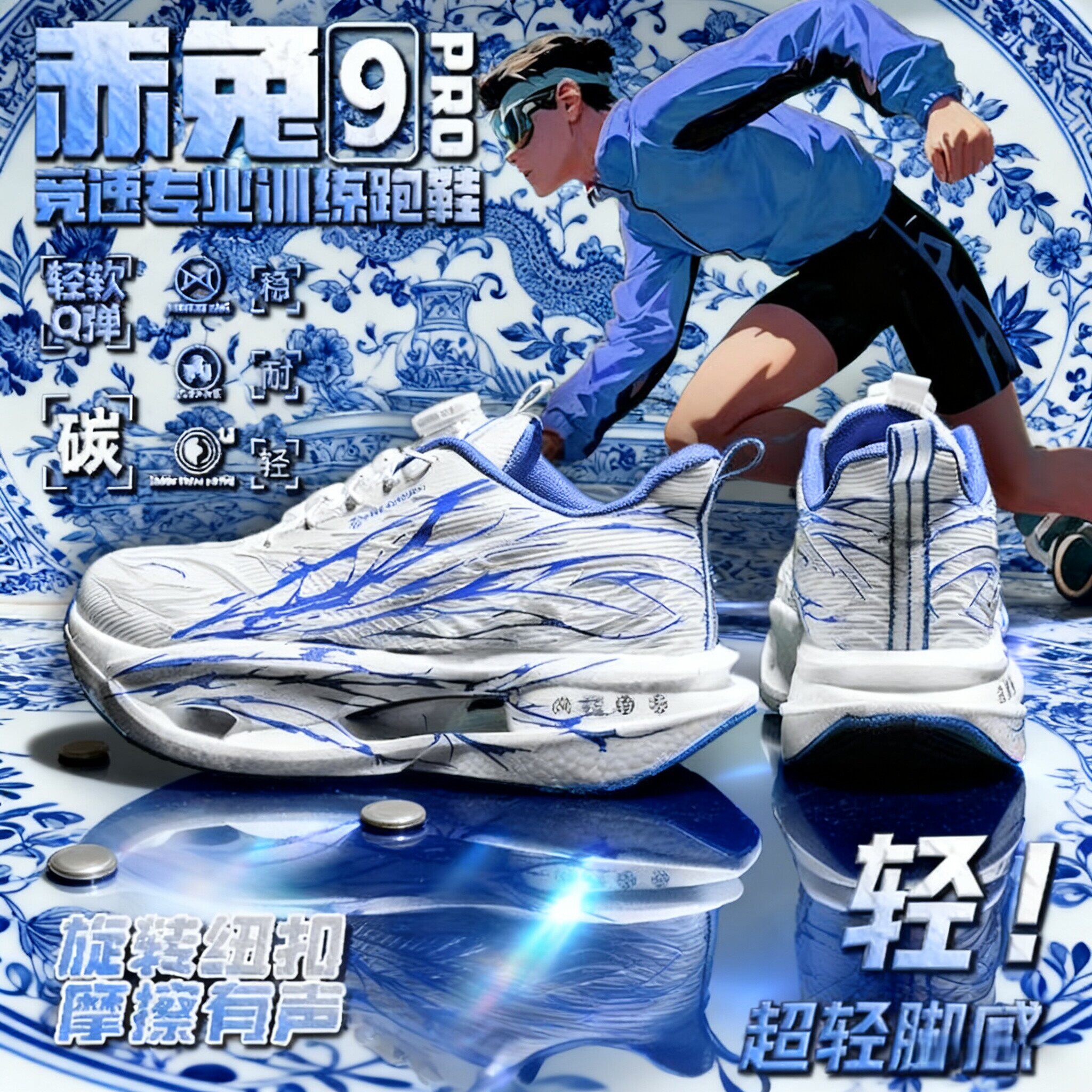 赤兔9Pro碳板男童跑步鞋超轻