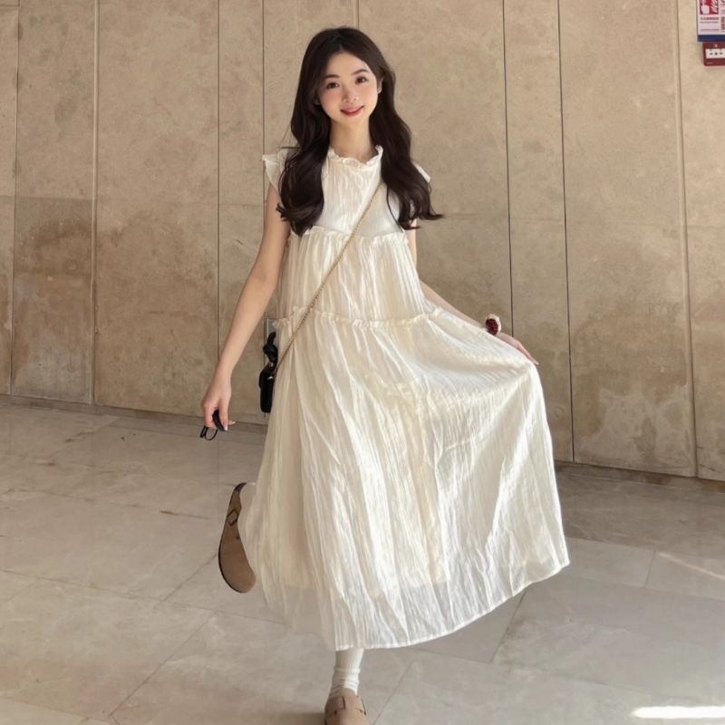 甜美初恋仙女气质飞飞袖连衣裙女学生夏季法式温柔宽松显瘦中长裙