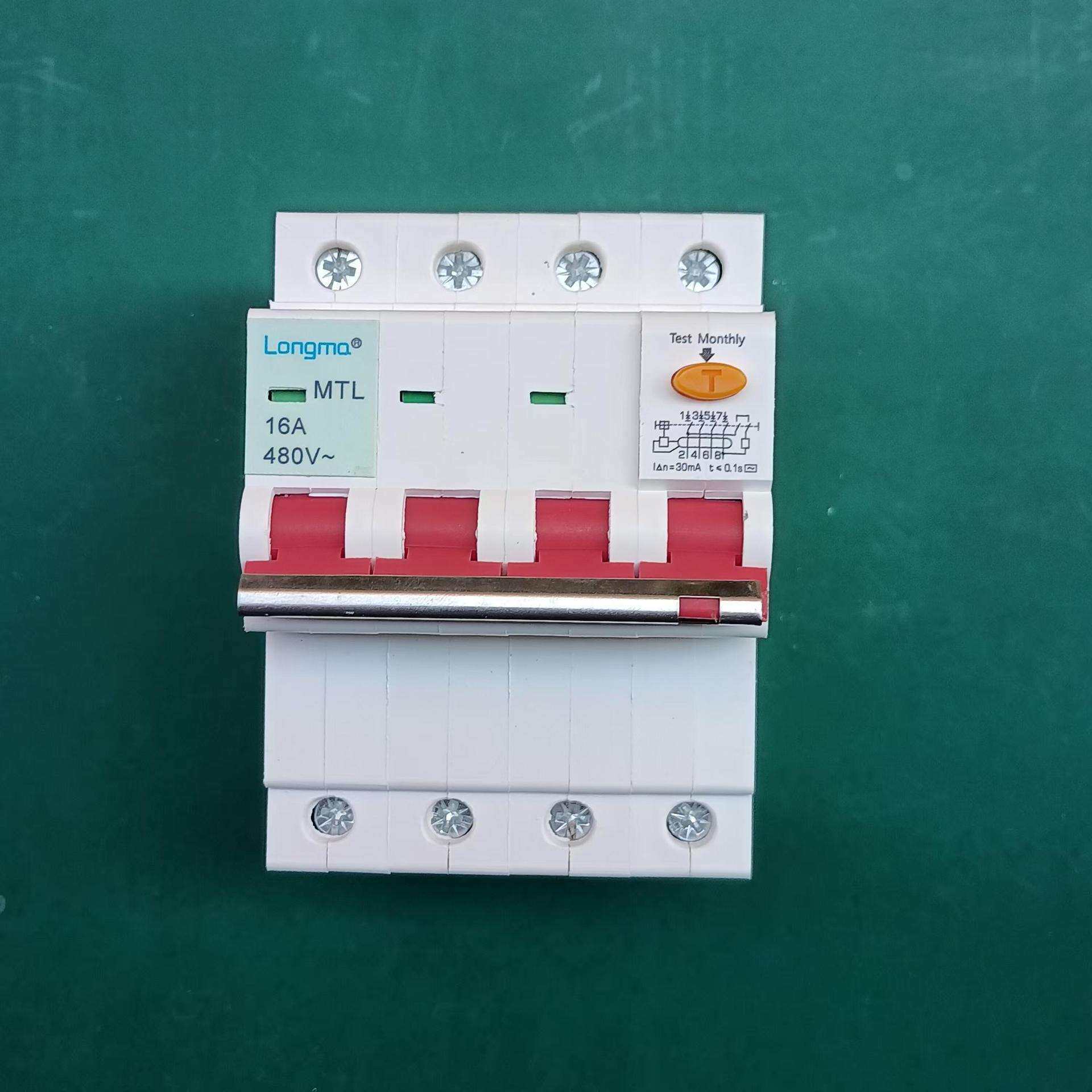 隆马电器 漏电断路器480v三相漏保ELCB 0.48kv漏电开关MCB+RCD