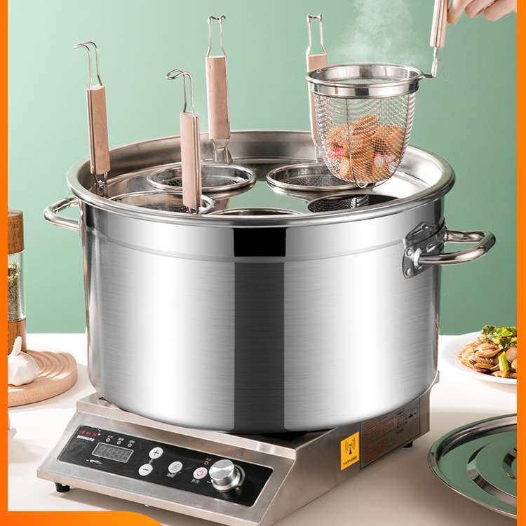 煮面锅馄饨饺子高汤锅烧水麻辣烫锅摆摊不锈钢汤锅熬汤桶商用